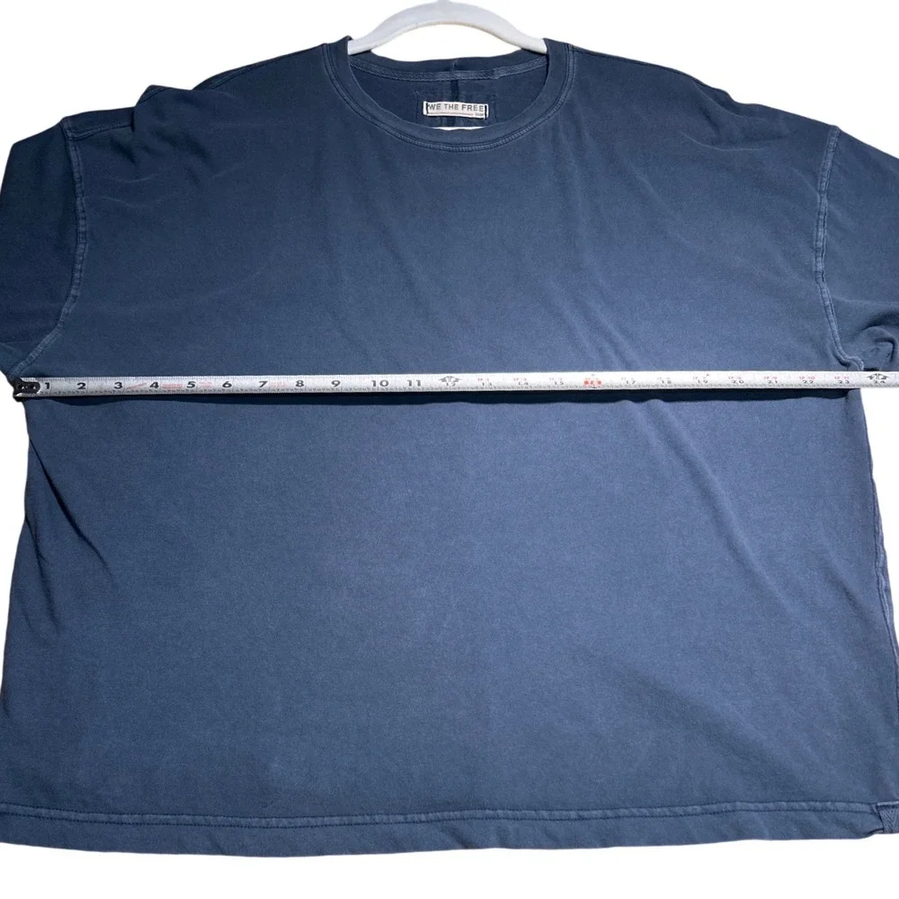 Free People We The Free Oversized Crew Neck Seam Detail T-Shirt Blue Size M